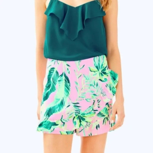 Lilly Pulitzer Pants - Lilly Pulitzer Pink and Green Leaf Print Skort